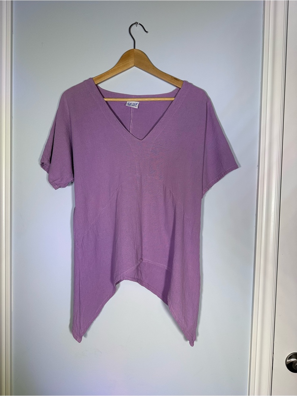 OH MY GAUZE Lavender Purple Cotton Crinkle Gauze Asymmetrical Tunic Laganlook